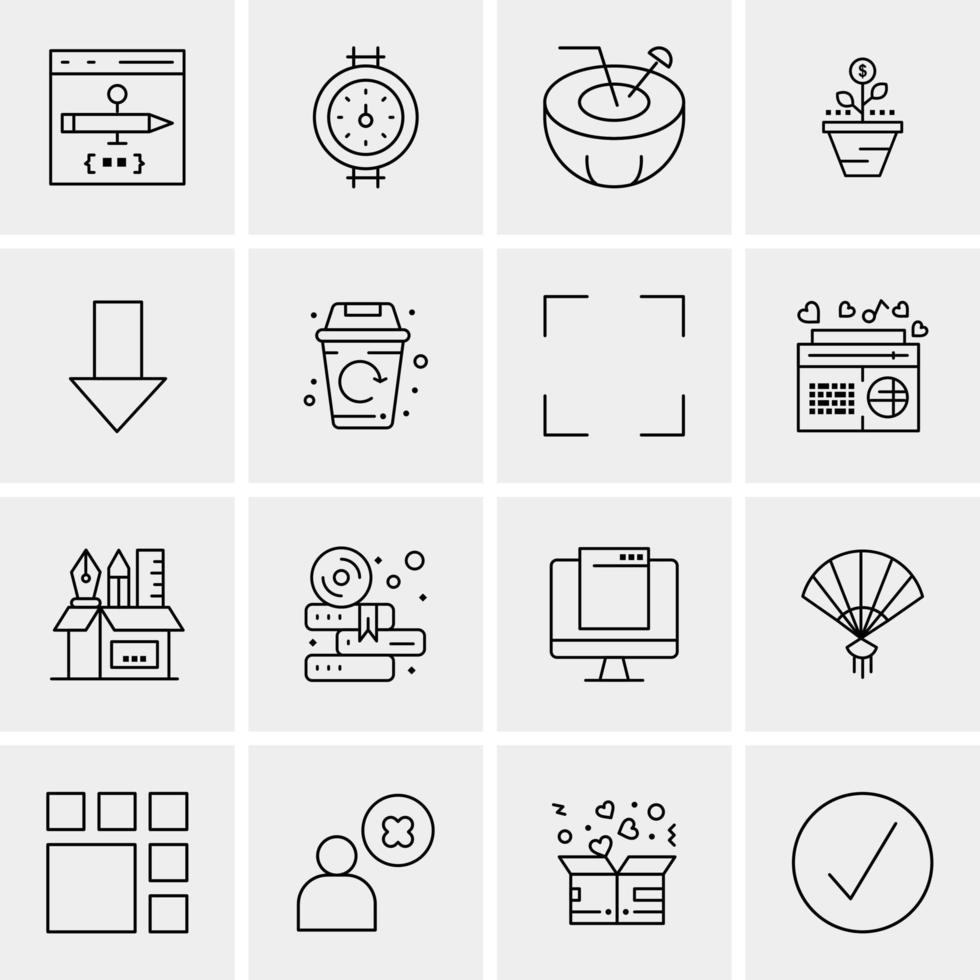 16 iconos de negocios universales vector ilustración de icono creativo para usar en proyectos relacionados con la web y dispositivos móviles