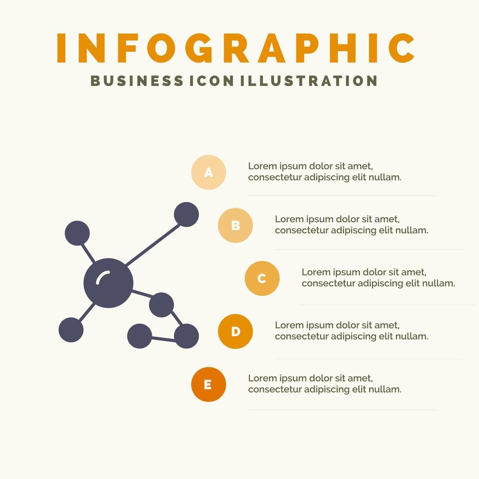 Atom Biochemistry Biology Dna Genetic Solid Icon Infographics 5 Steps Presentation Background vector