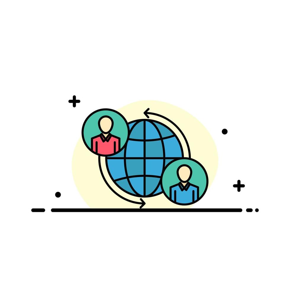 Connected Connections User Internet Global  Business Flat Line Filled Icon Vector Banner Template