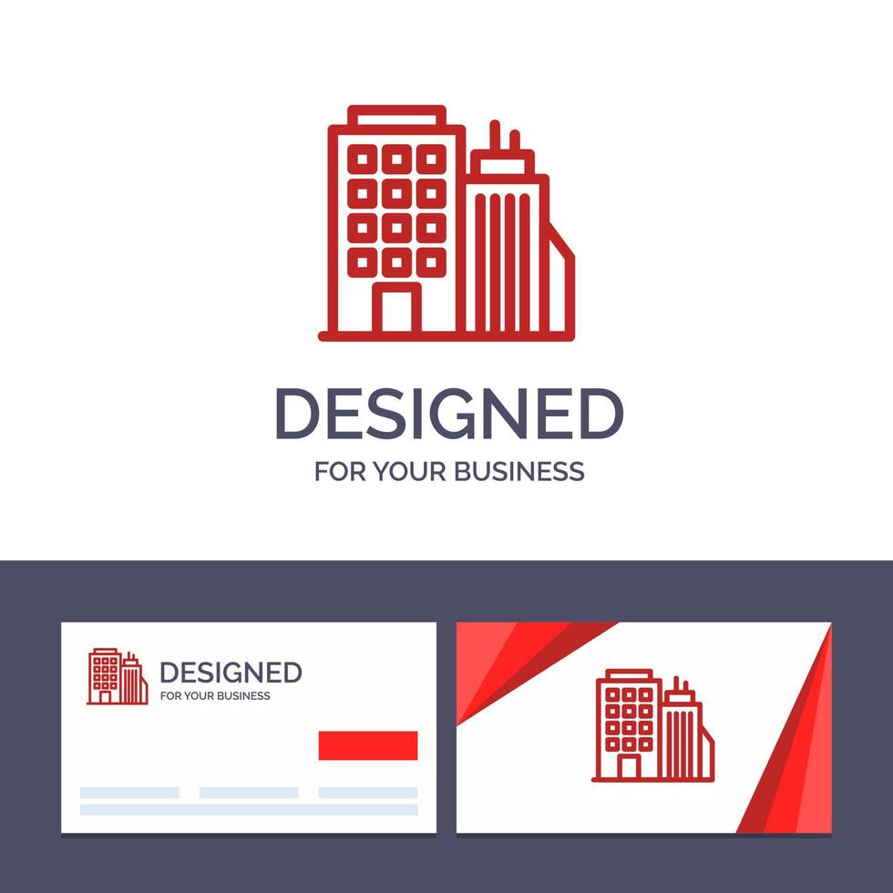 Creative Business Card and Logo template Building Office Tower Head office Vector Illustration