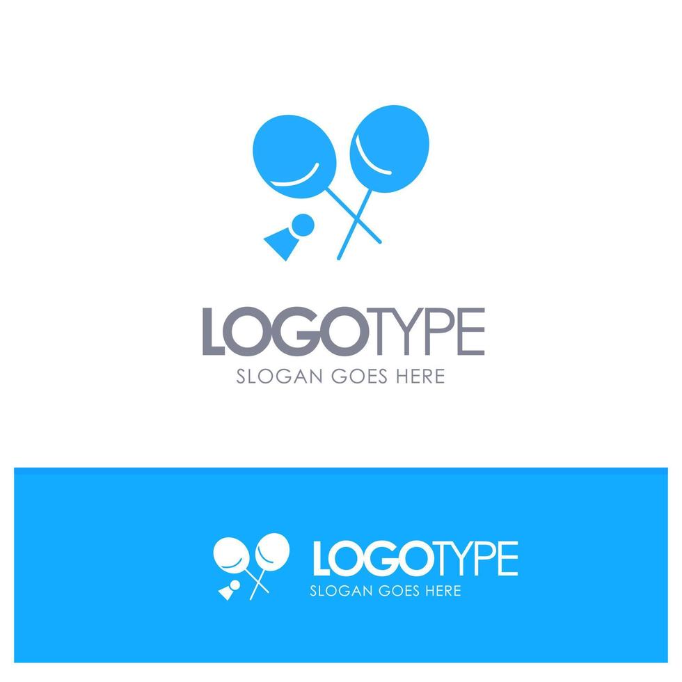 deportes de raqueta de bádminton primavera azul logotipo sólido con lugar para el eslogan vector