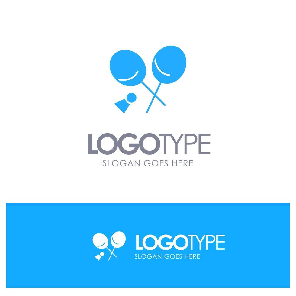 Badminton Racket Sports Spring Blue Solid Logo with place for tagline vector
