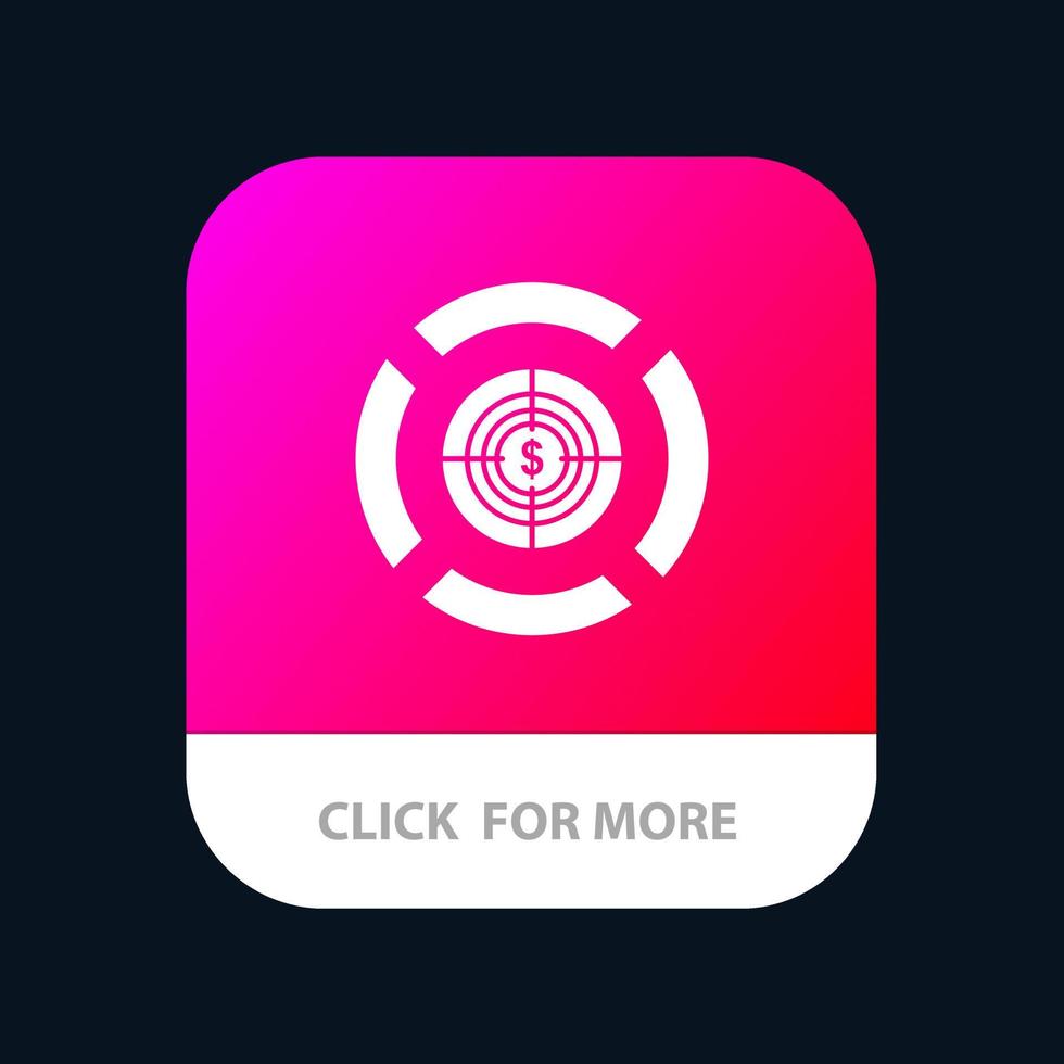 Dart Focus Target Dollar Mobile App Button Android and IOS Glyph Version vector