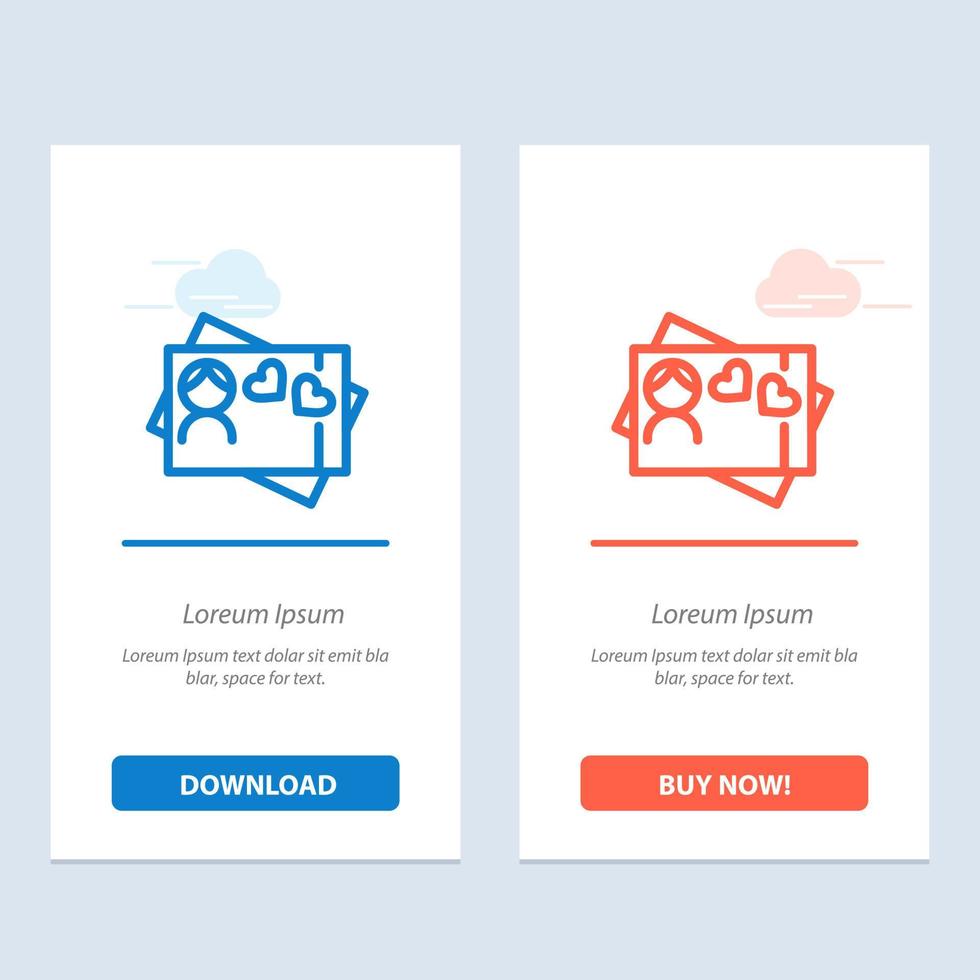 Card Love Heart  Blue and Red Download and Buy Now web Widget Card Template vector