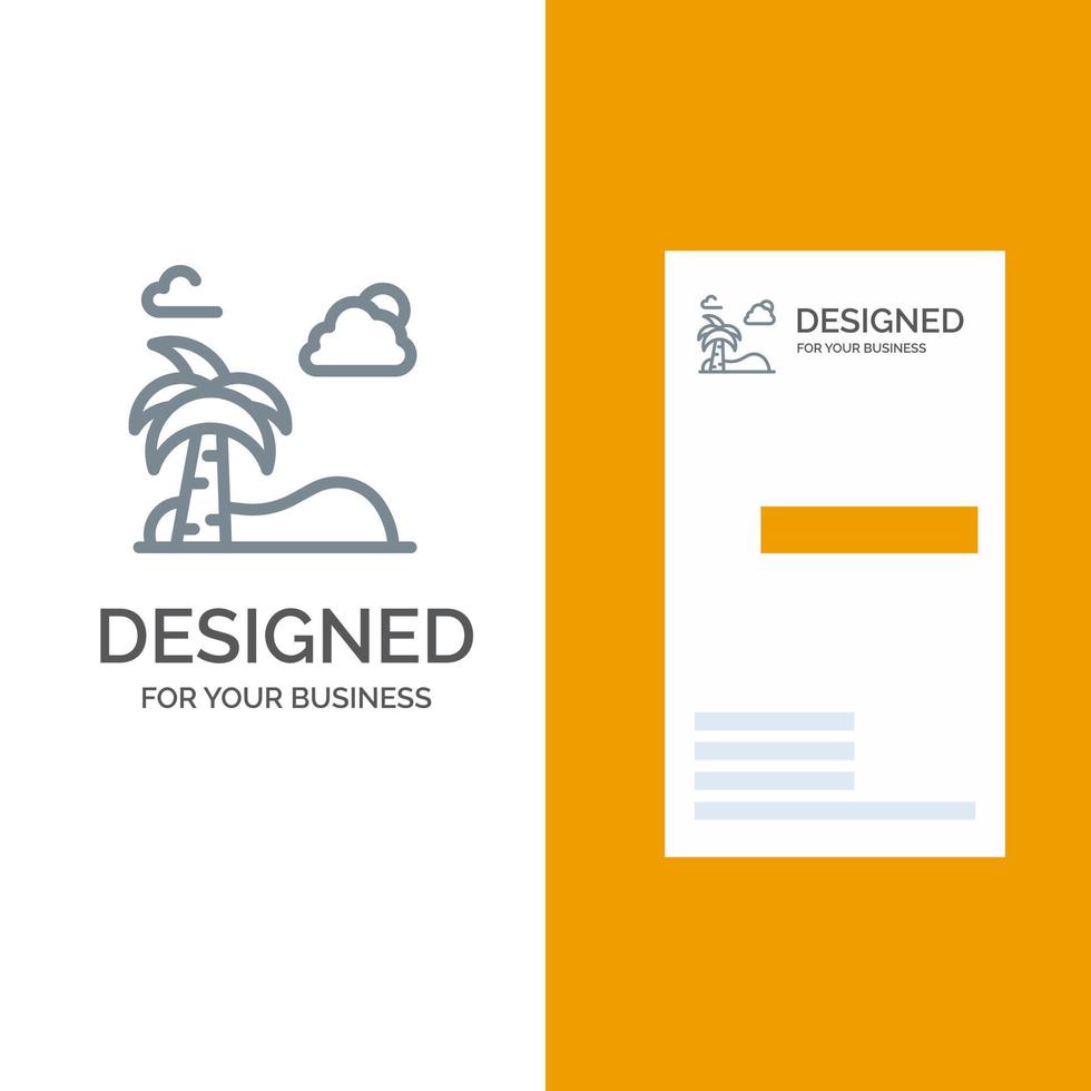 Beach Palm Tree Spring Grey Logo Design and Business Card Template vector