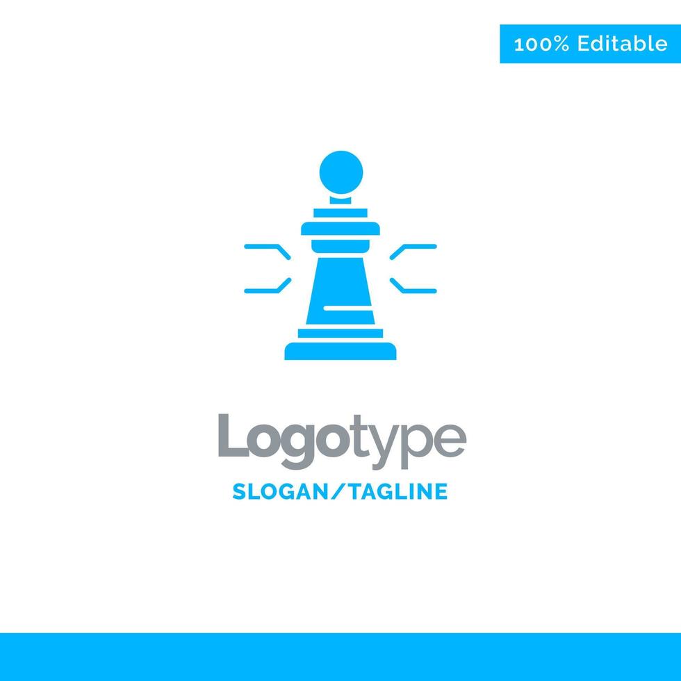 ventaja de ajedrez figuras de negocios estrategia de juego táctica plantilla de logotipo sólido azul lugar para el eslogan vector