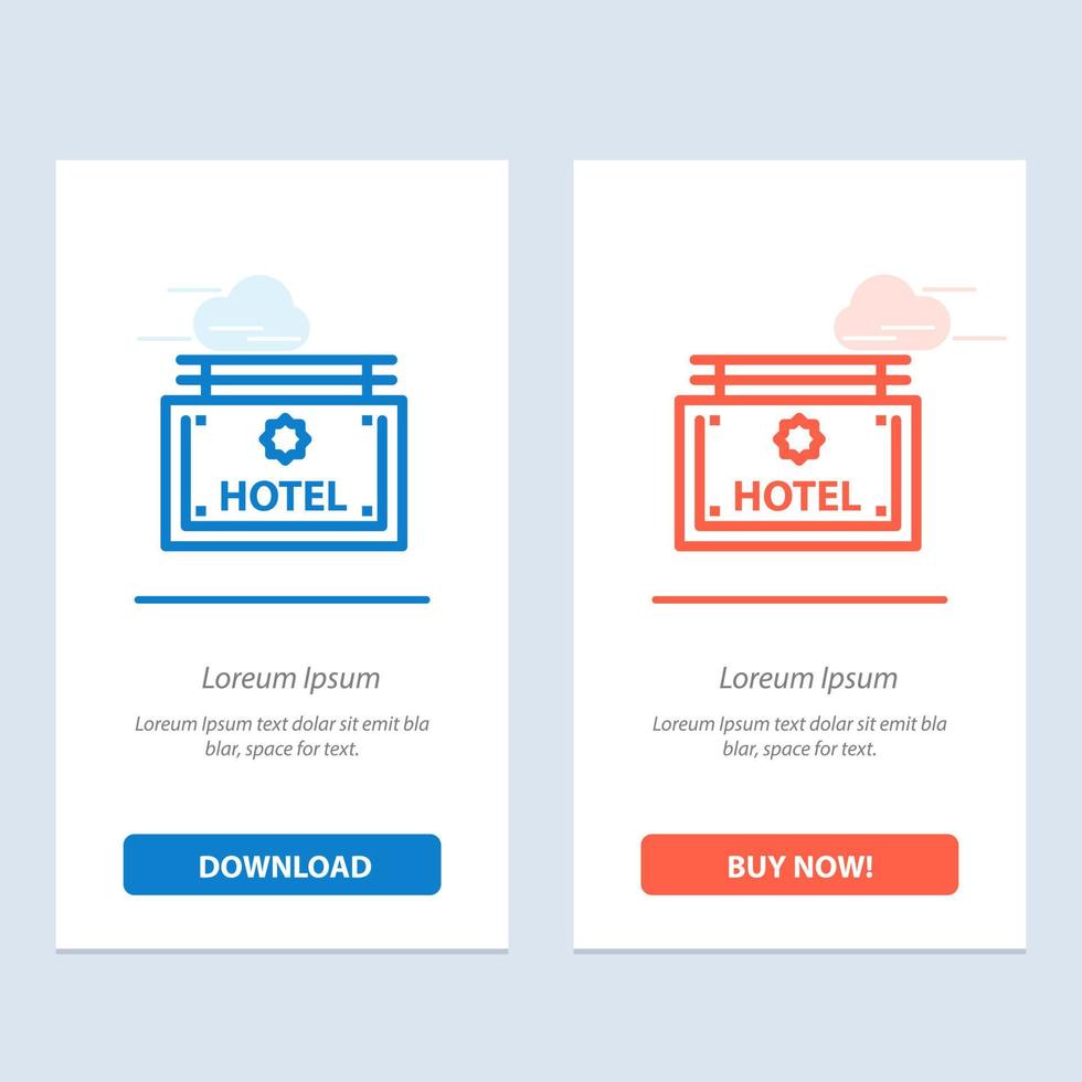 Hotel Sign Board Direction  Blue and Red Download and Buy Now web Widget Card Template vector