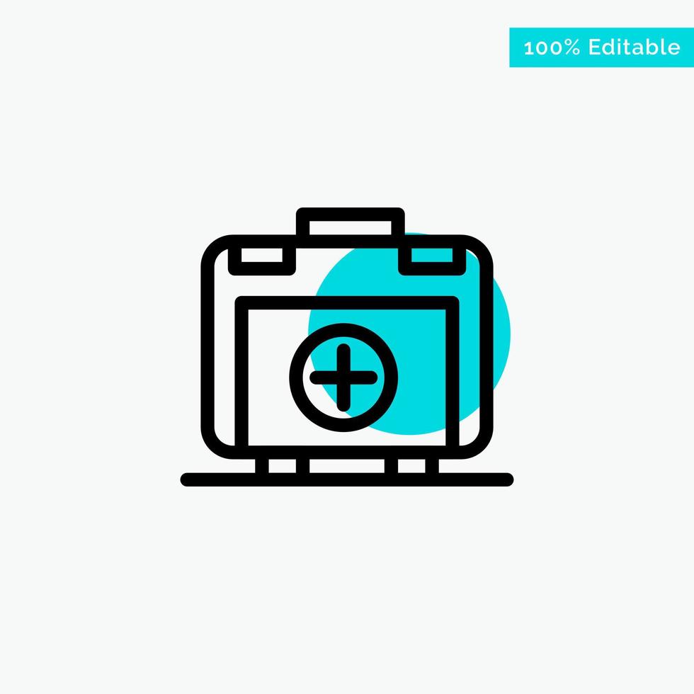 bolso de mano bolso de salud médico turquesa resaltar círculo punto vector icono