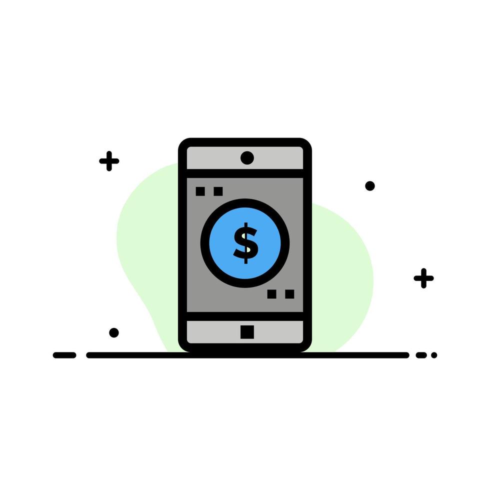 Application Mobile Mobile Application Dollar  Business Flat Line Filled Icon Vector Banner Template