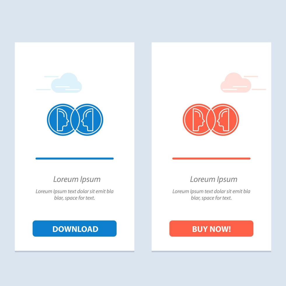 Coin Face Dual Duplicate Man  Blue and Red Download and Buy Now web Widget Card Template vector