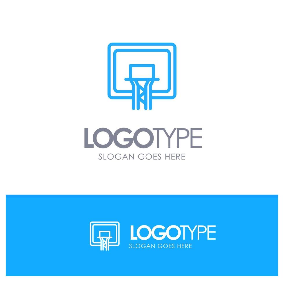 tablero de baloncesto tablero de baloncesto logotipo de contorno azul con lugar para el eslogan vector