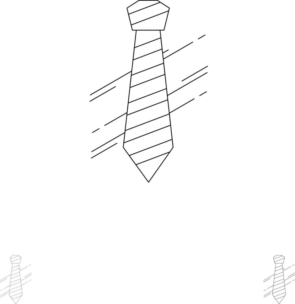 Tie Business Dress Fashion Interview Bold and thin black line icon set vector