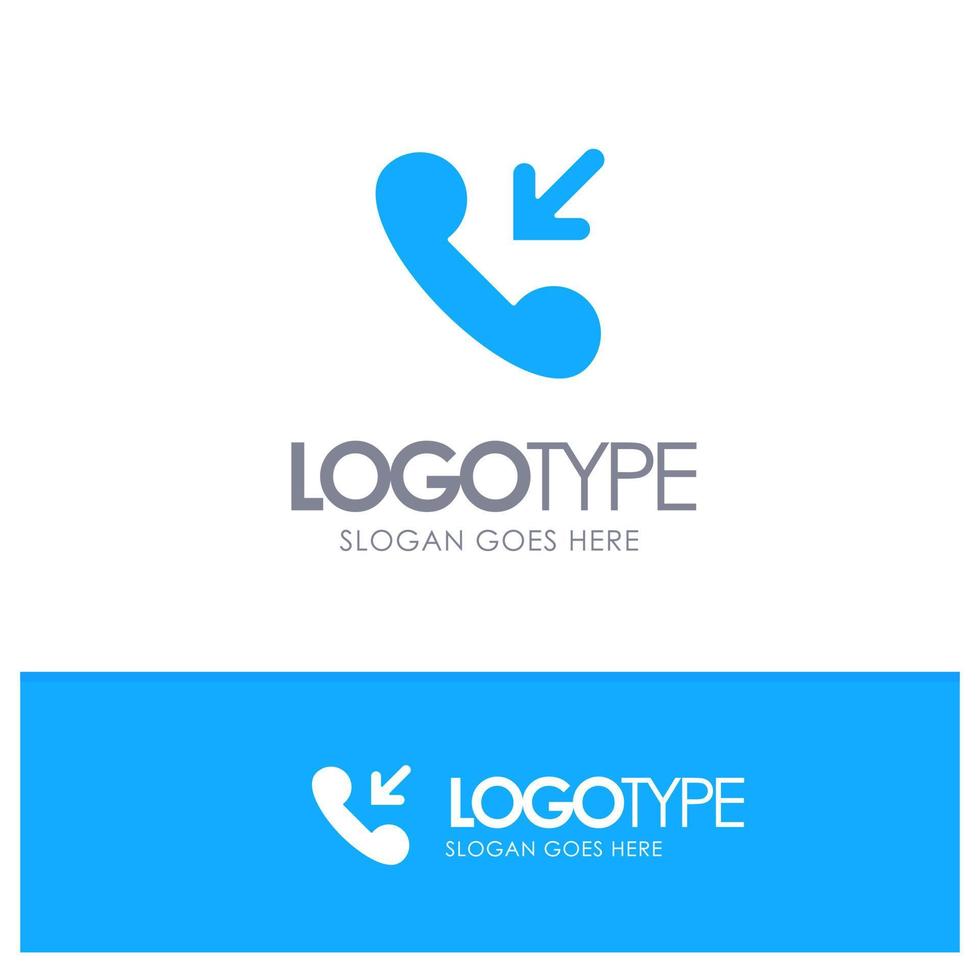 Answer Call Incoming Blue Solid Logo with place for tagline vector