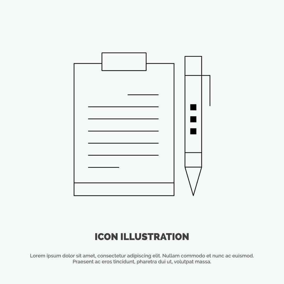 Document Business Clipboard File Page Planning Sheet Line Icon Vector