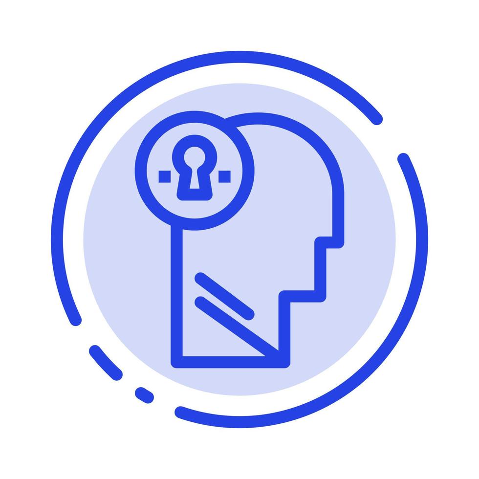 Business Head Idea Mind Think Blue Dotted Line Line Icon vector