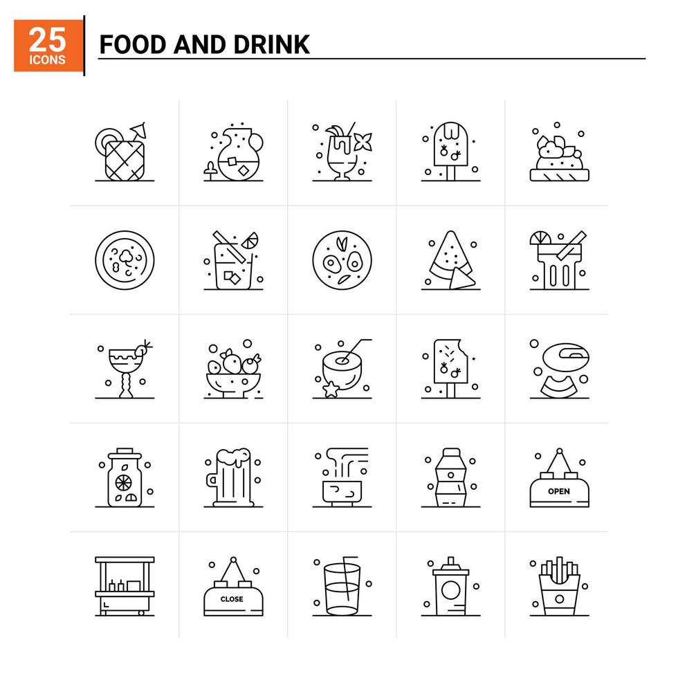 25 Food And Drink icon set vector background