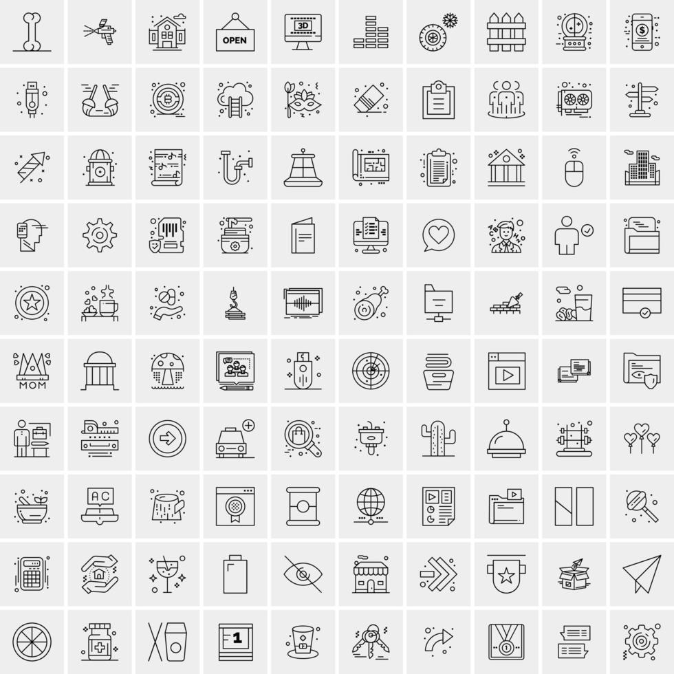 Set of 100 Creative Business Line Icons vector