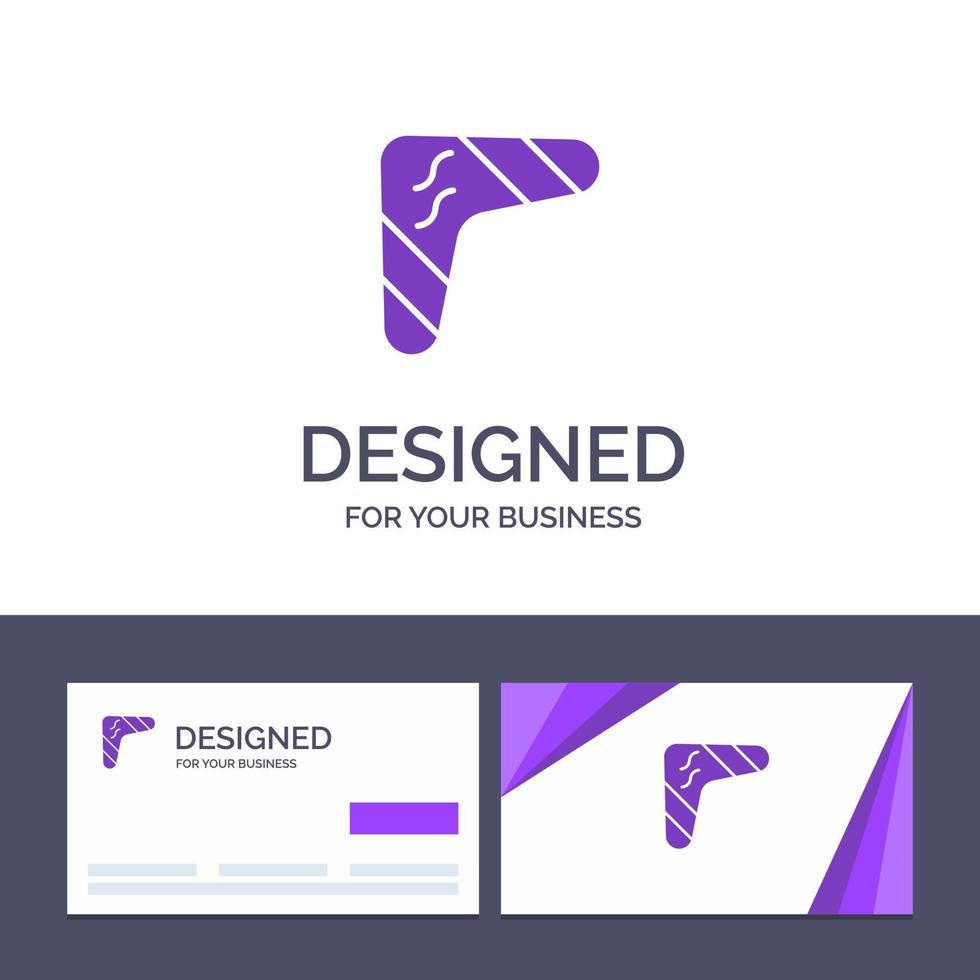 tarjeta de visita creativa y plantilla de logotipo australia boomerang indígena arma de viaje ilustración vectorial vector