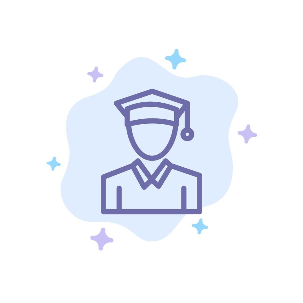 Cap Education Graduation Blue Icon on Abstract Cloud Background vector