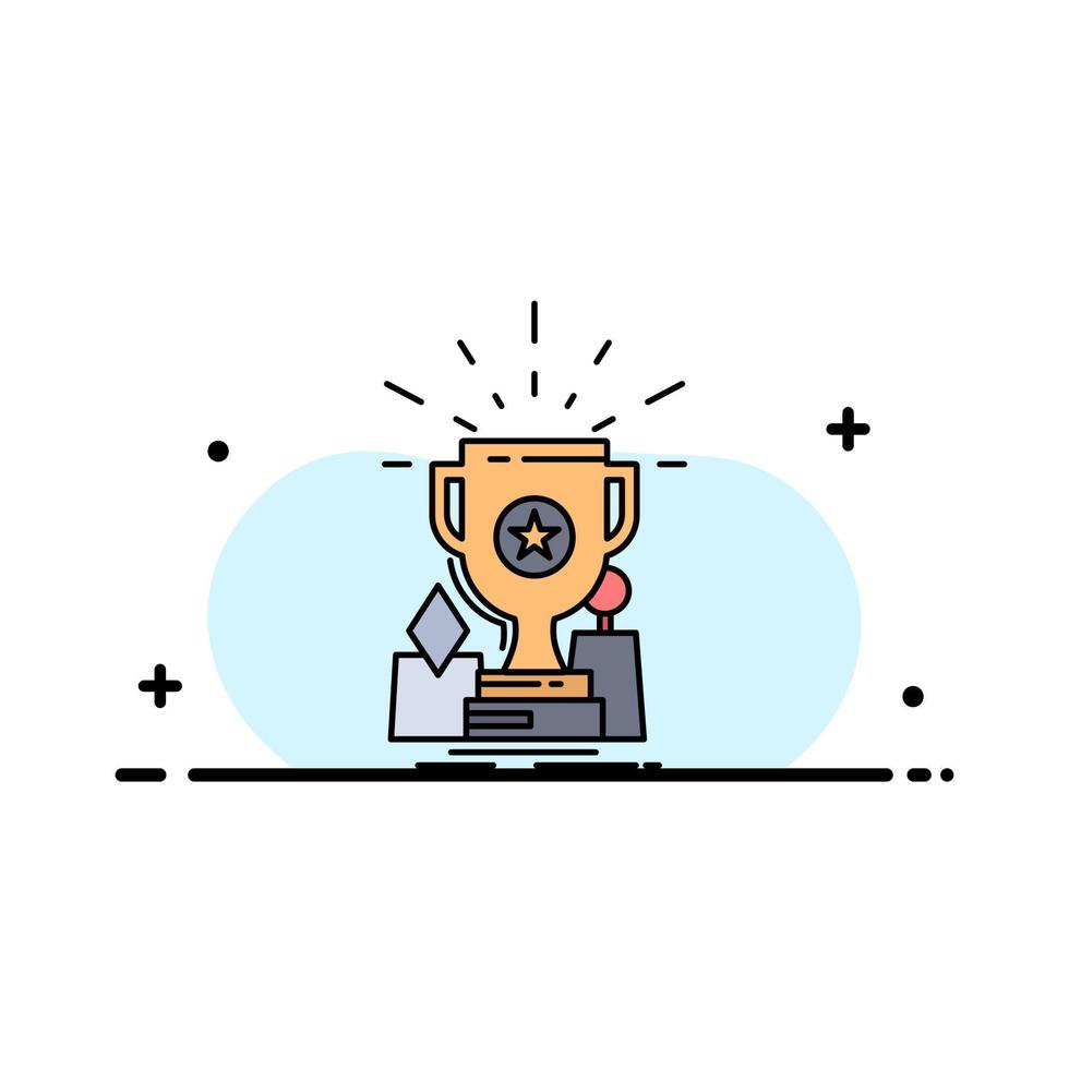 Achievement award cup prize trophy Flat Color Icon Vector