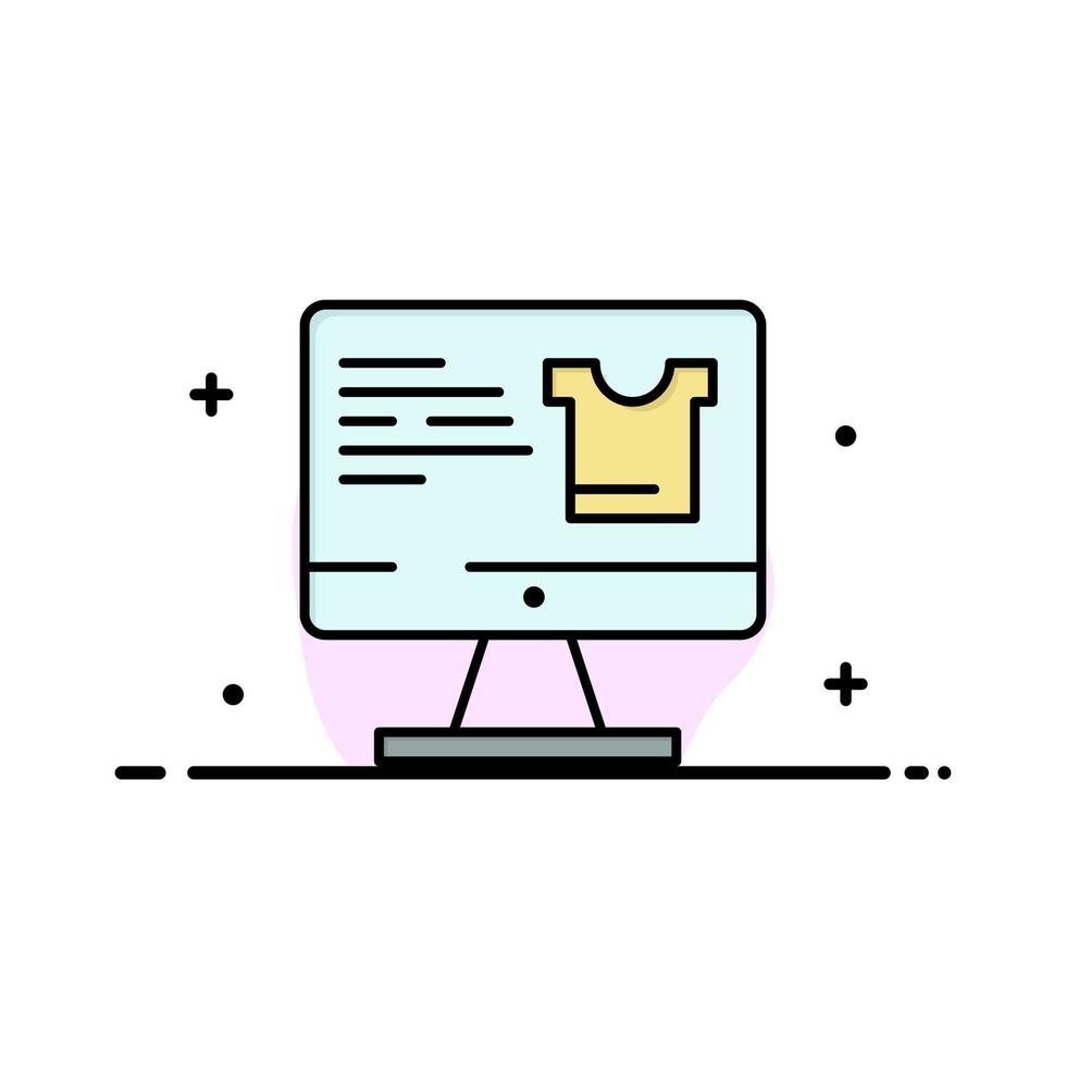 Computer Screen Monitor Shopping Business Logo Template Flat Color vector