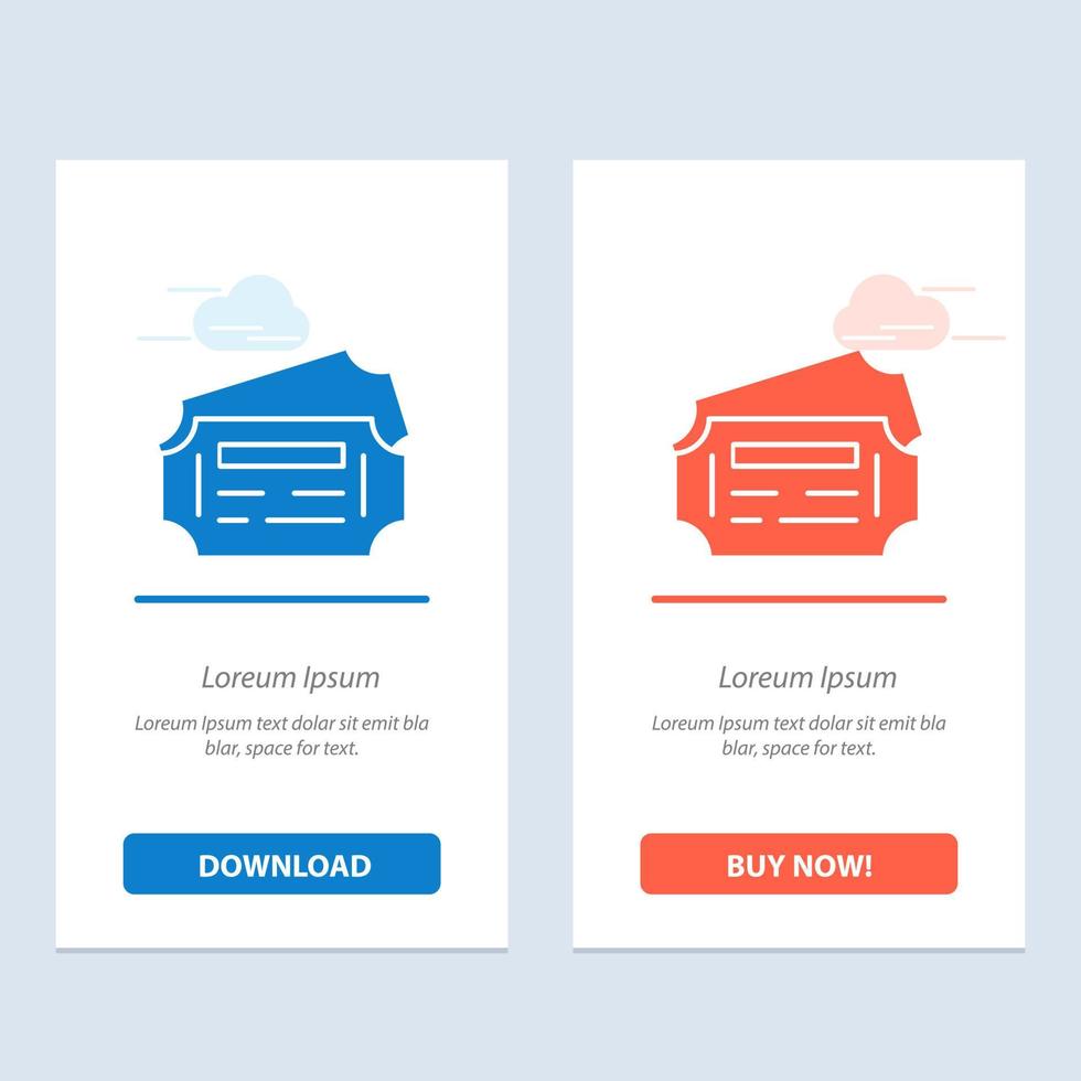 Train Ticket Station  Blue and Red Download and Buy Now web Widget Card Template vector