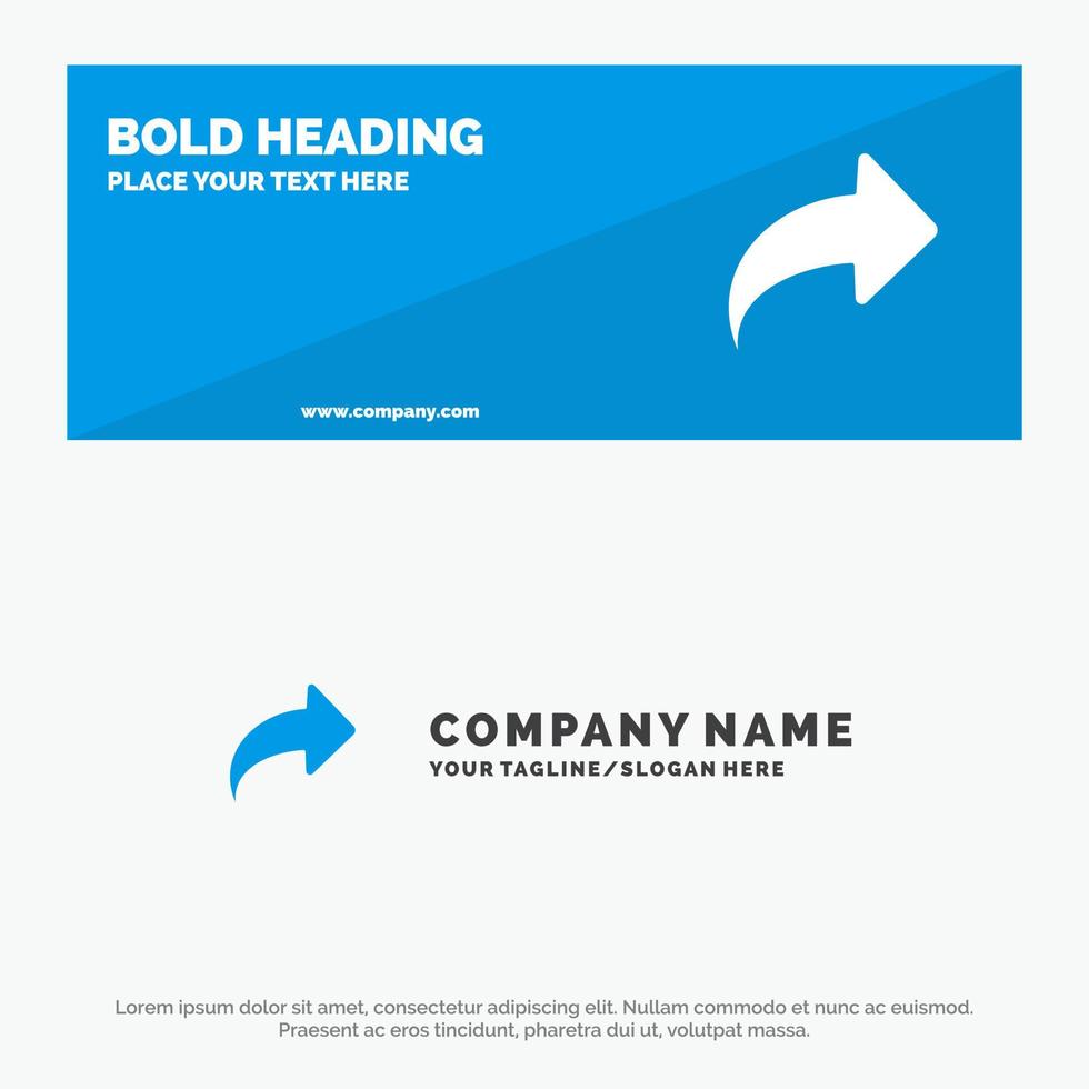 Arrow Direction Right Forward SOlid Icon Website Banner and Business Logo Template vector