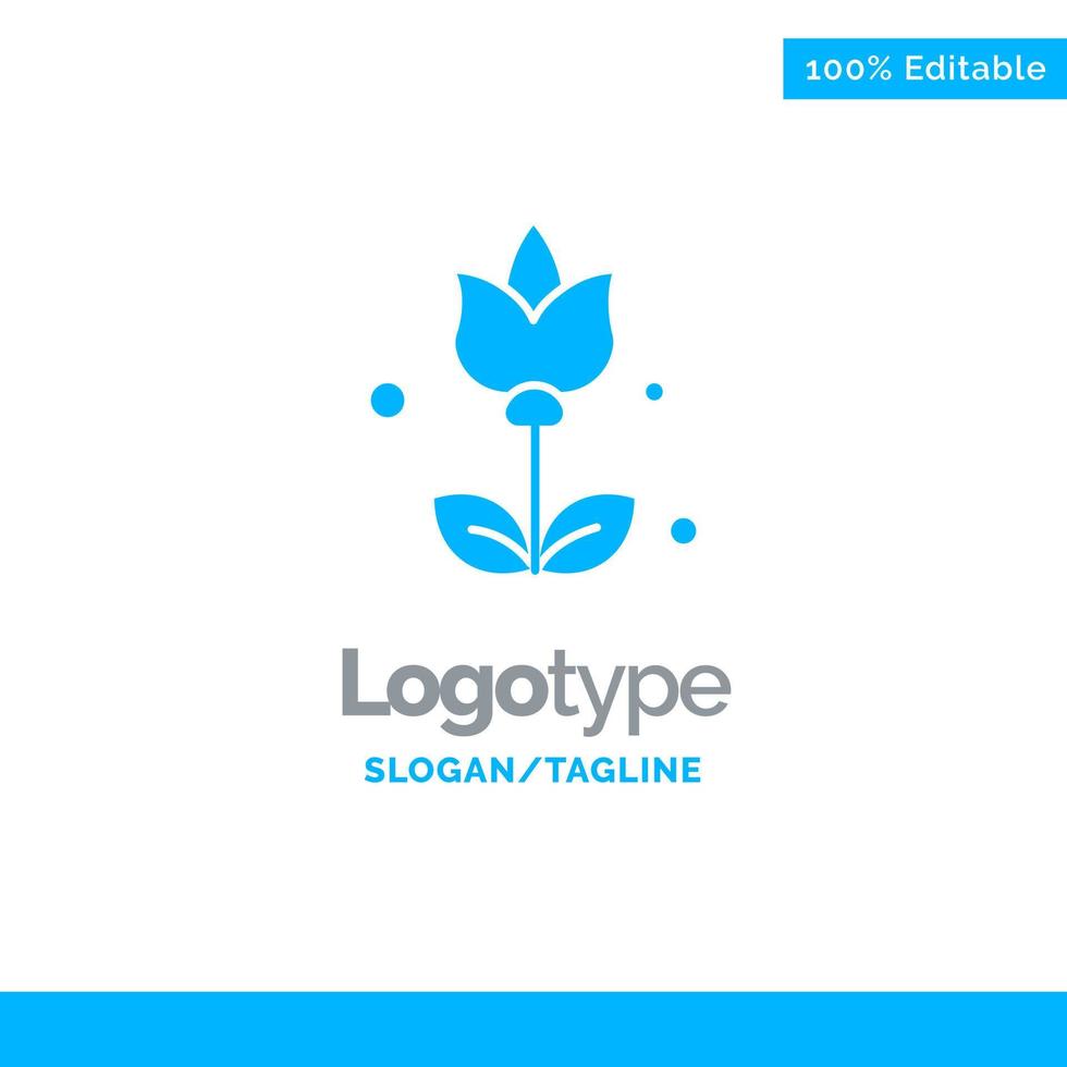 ramo de flores presente plantilla de logotipo sólido azul lugar para el eslogan vector