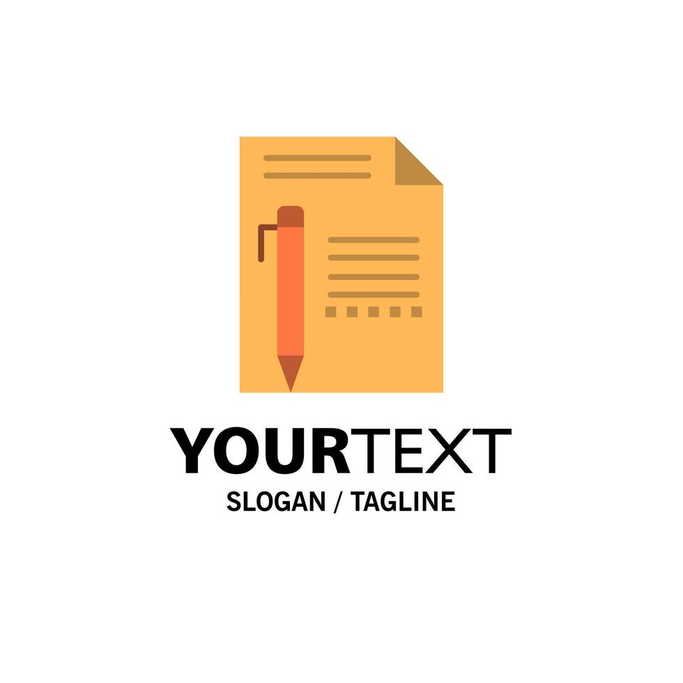 Document Edit Page Paper Pencil Write Business Logo Template Flat Color vector