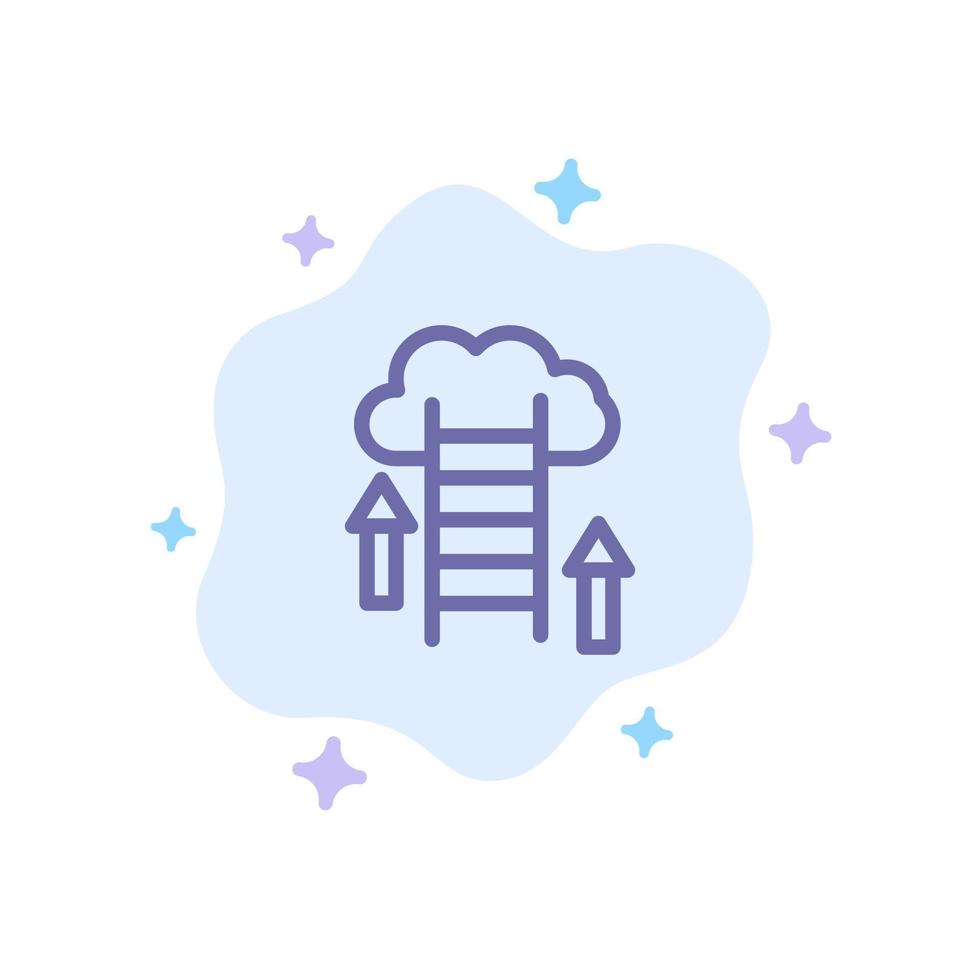 Cloud Download Upload Data Server Blue Icon on Abstract Cloud Background vector