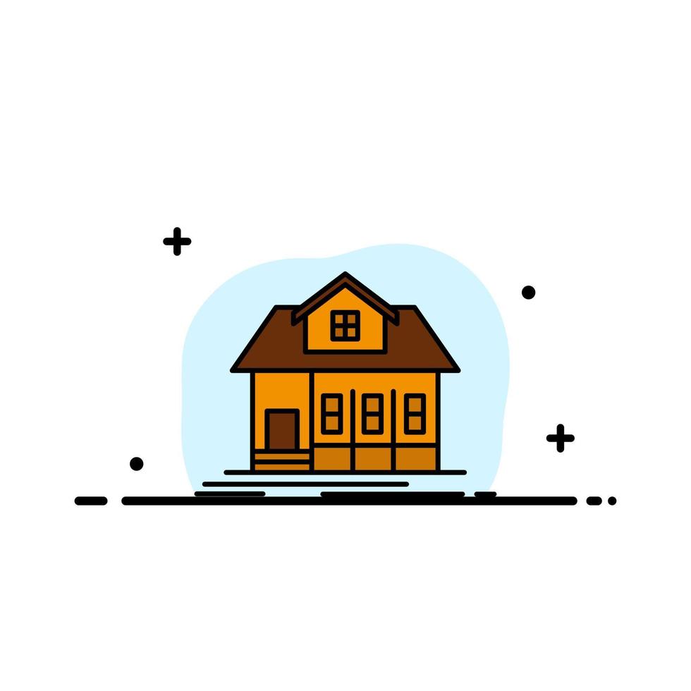 Home House Building Real Estate  Business Flat Line Filled Icon Vector Banner Template