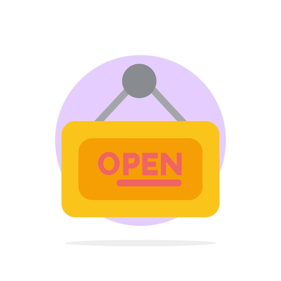 Marketing Board Sign Open Abstract Circle Background Flat color Icon vector