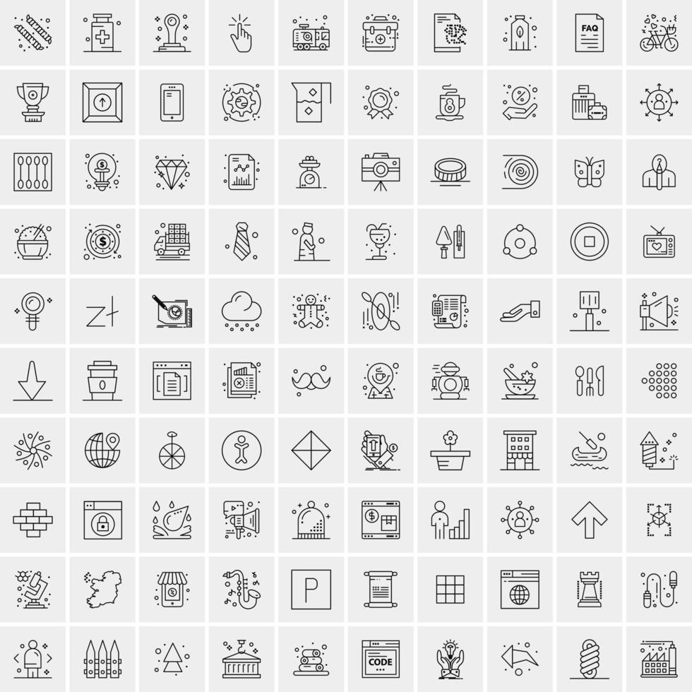 Set of 100 Creative Business Line Icons vector