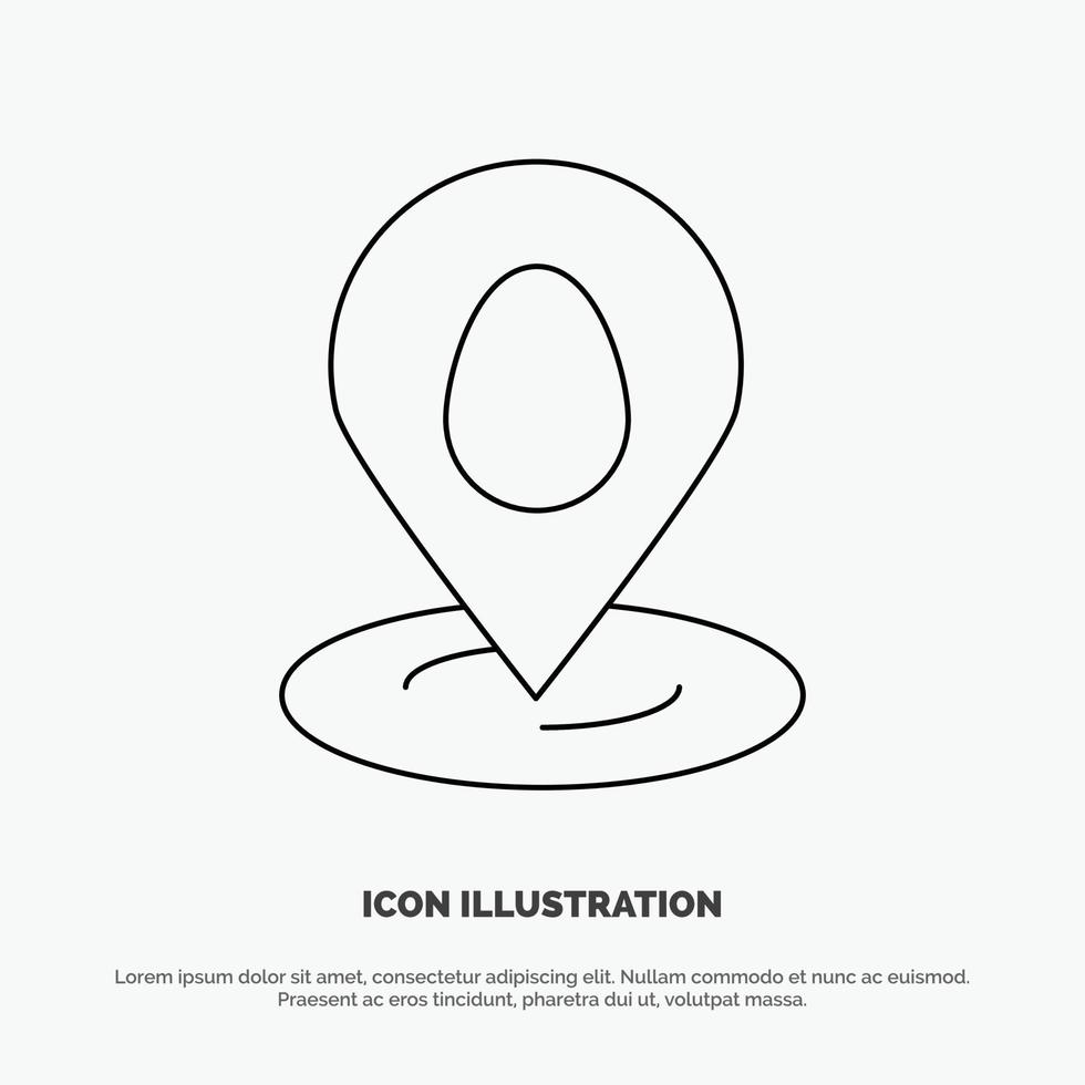 Location Pin Map Easter Line Icon Vector