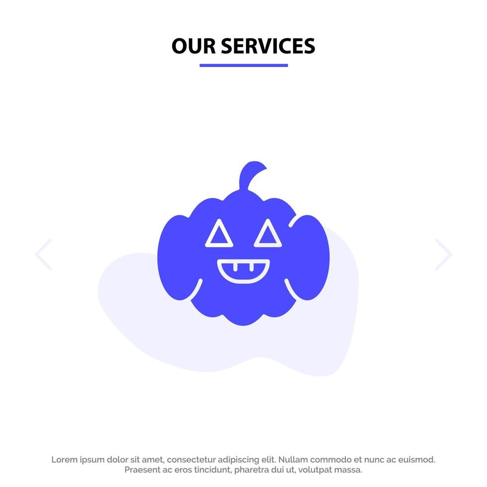 Our Services Pumpkin American Usa Solid Glyph Icon Web card Template vector