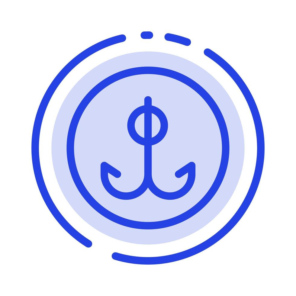 Decoy Fishing Hook Sport Blue Dotted Line Line Icon vector