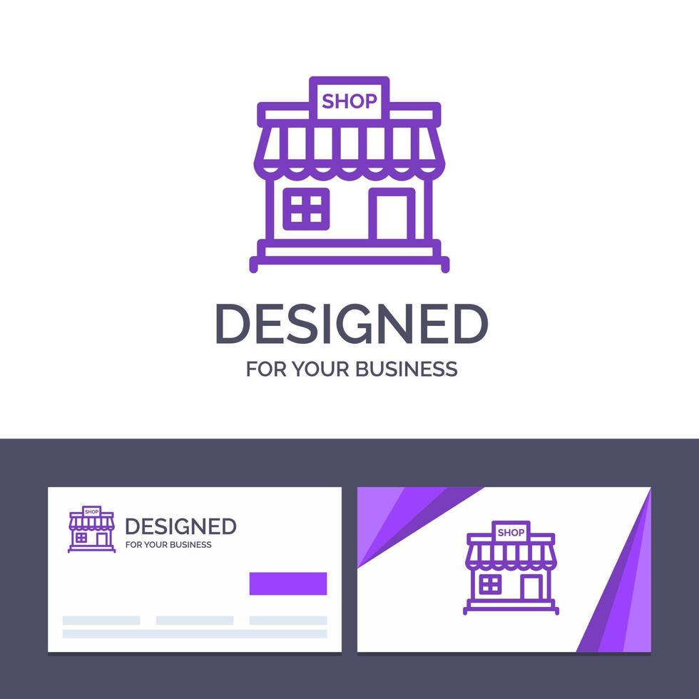 tarjeta de visita creativa y plantilla de logotipo tienda tienda tienda en línea mercado vector ilustración