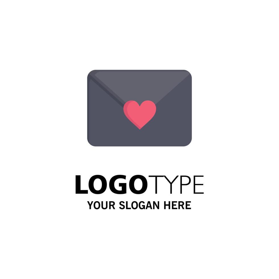 Mail Love Heart Business Logo Template Flat Color vector