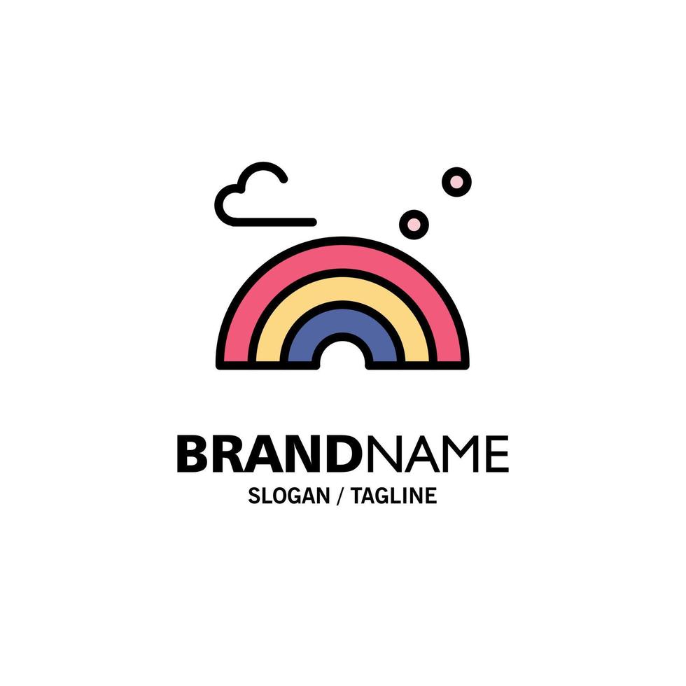 Nature Rainbow Spring Wave Business Logo Template Flat Color vector