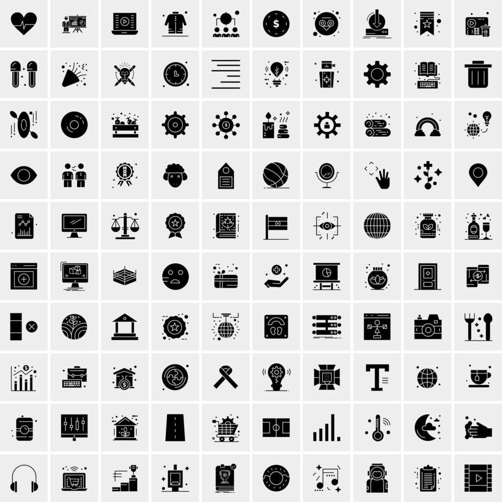 Set of 100 Universal Solid Icons vector