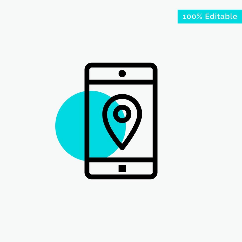 aplicación móvil aplicación móvil ubicación mapa turquesa resaltar círculo punto vector icono