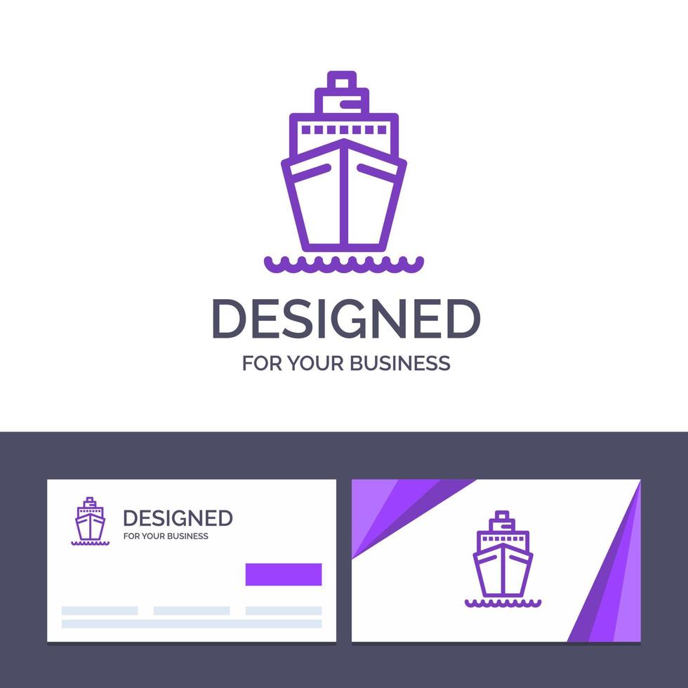 tarjeta de visita creativa y plantilla de logotipo barco barco transporte barco vector ilustración