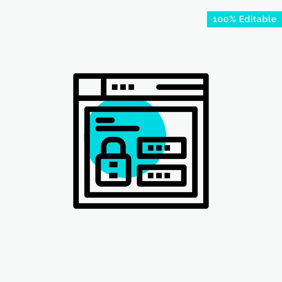 Browser Web Lock Code turquoise highlight circle point Vector icon