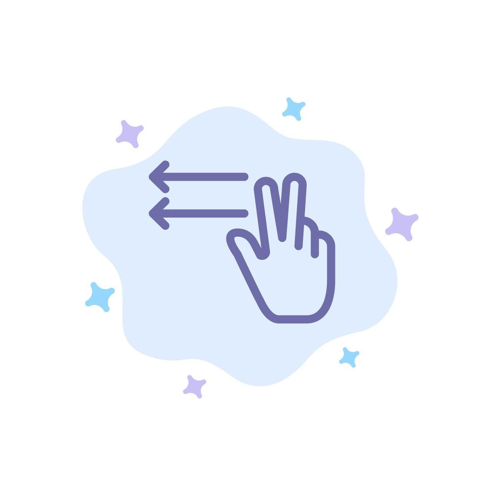 gesto de los dedos izquierda icono azul sobre fondo de nube abstracta vector