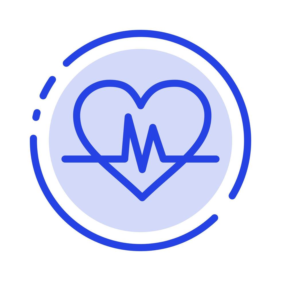 ecg corazón latido del corazón pulso azul línea punteada icono de línea vector