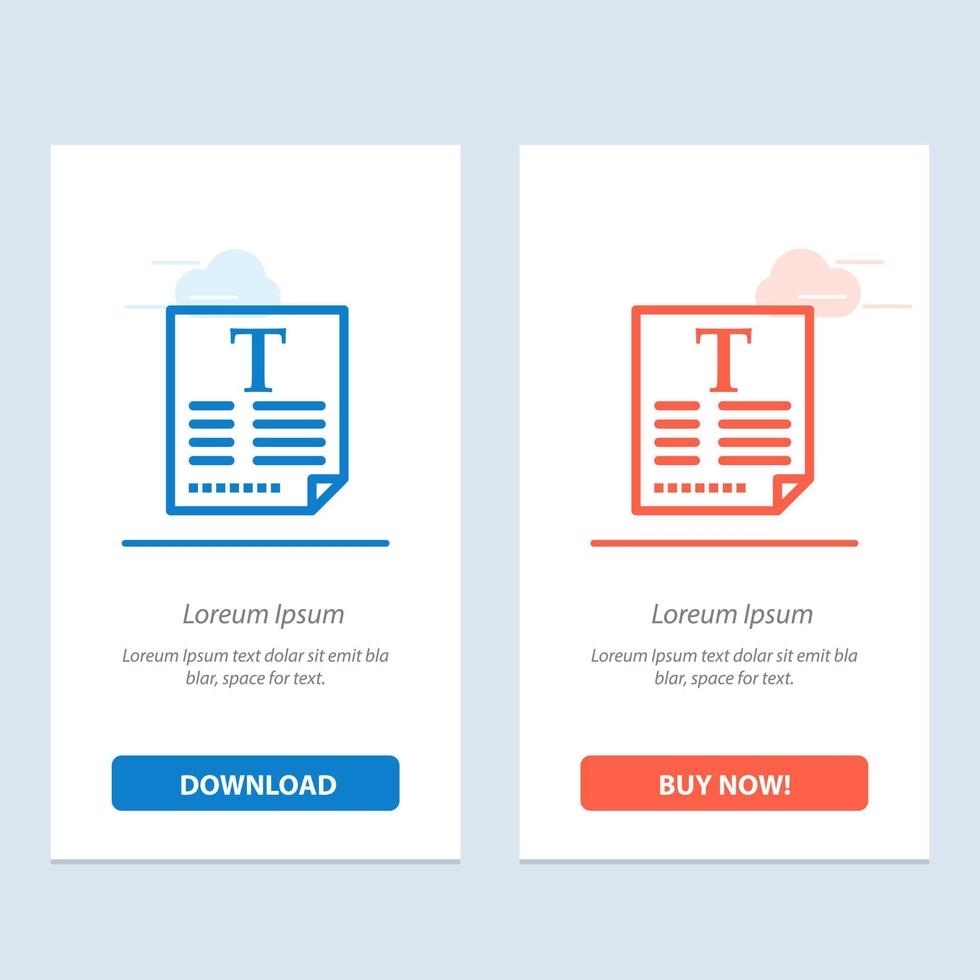 File Text Poster Fount  Blue and Red Download and Buy Now web Widget Card Template vector