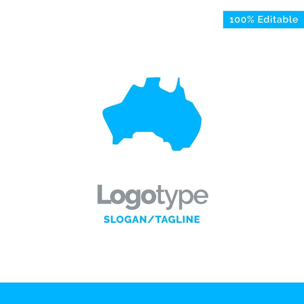 Australia país ubicación mapa viaje azul sólido logotipo plantilla lugar para eslogan vector