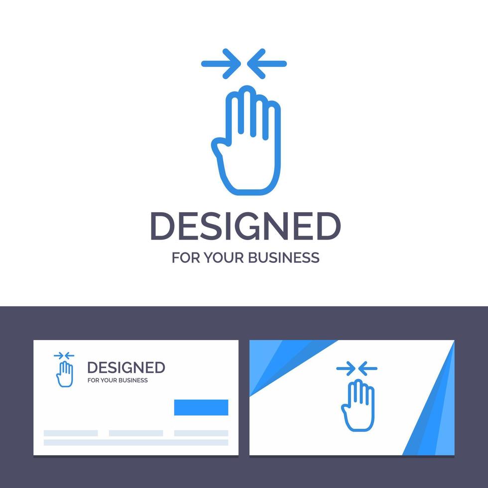 Creative Business Card and Logo template Arrow Four Finger Gesture Pinch Vector Illustration