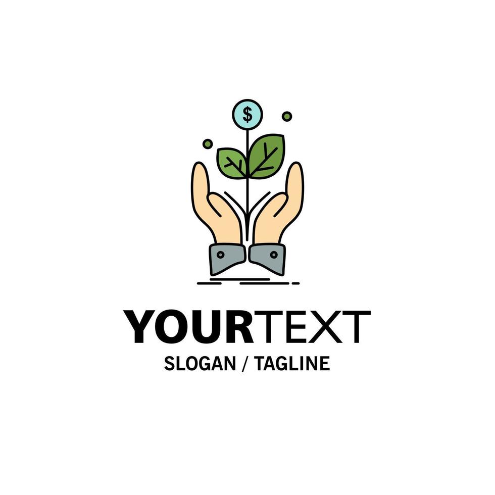 business company growth plant rise Flat Color Icon Vector
