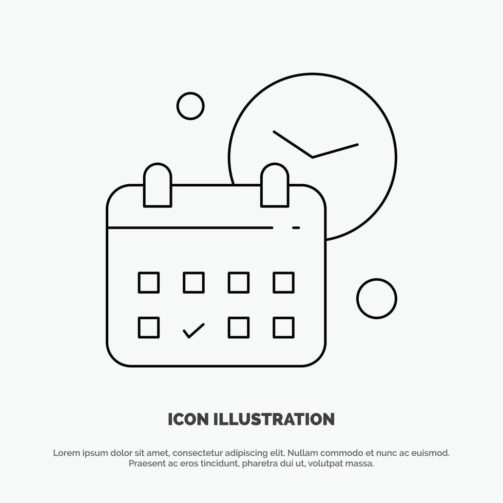 Calendar Date Day Time Job Line Icon Vector